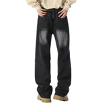 Trendy Buttoned Mock-Slit Wide-Leg Jeans