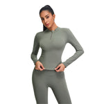 Half-Zip Long-Sleeve Seamless Top