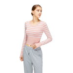 Top corto de rayas de manga larga