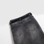 Embroidered & Rhinestone-Transferred Denim Skirt