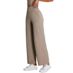 High-Waisted Solid Color Wide-Leg Yoga Pants