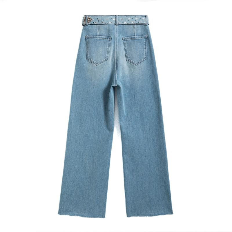 Risen Jeans Wide-Leg Rhinestone & Embroidered Cut-Out Jeans