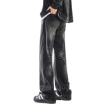 Relaxed Fit Whisker Ripped Denim Jeans