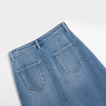 Embroidered Patchwork Cut-Out Denim Skirt