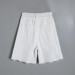 Pearl-embellished Embroidered Butterfly Denim Shorts