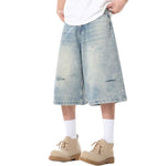 Ripped Wide-Leg Cropped Denim Jeans