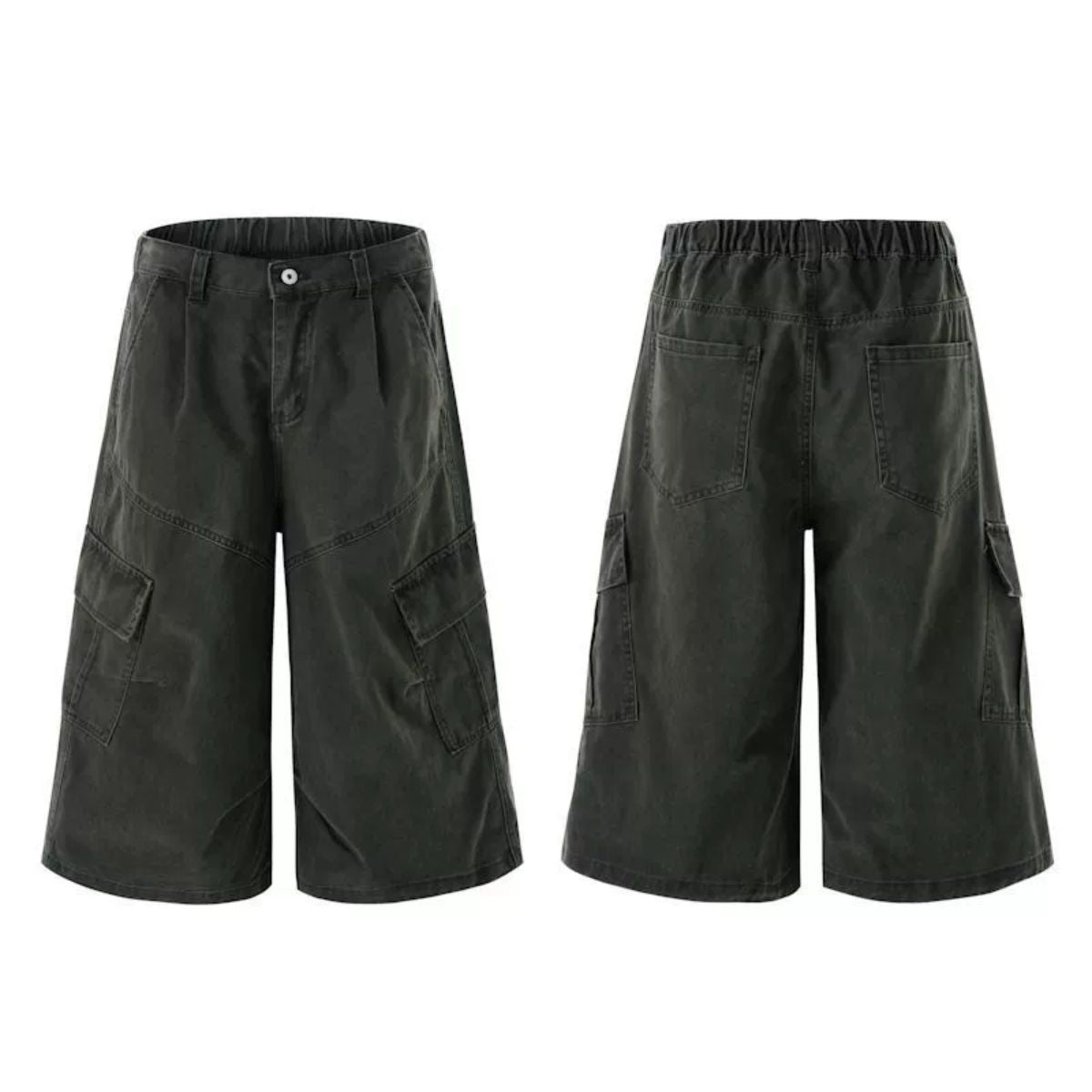 Pantalones cargo anchos y tobilleros de color liso