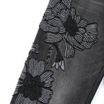 Risen Jeans Sequined & Beaded Floral Embroidery Tapered Ankle Jeans