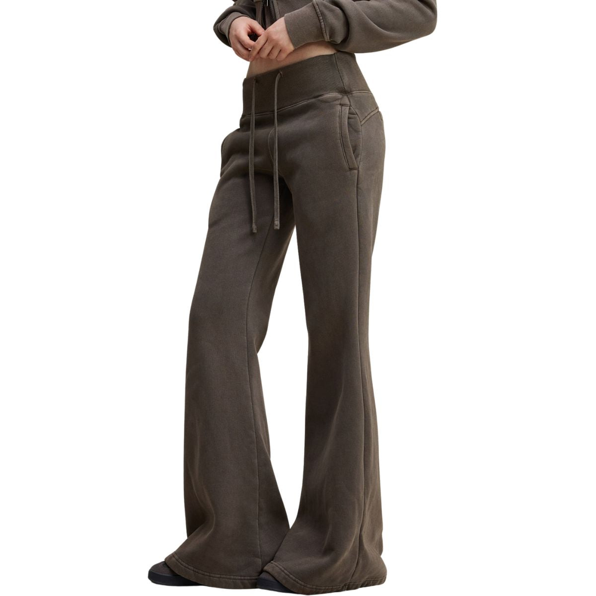 Low-Rise Washed Fleece Flare Sweatpants