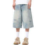 Ripped Wide-Leg Cropped Denim Jeans