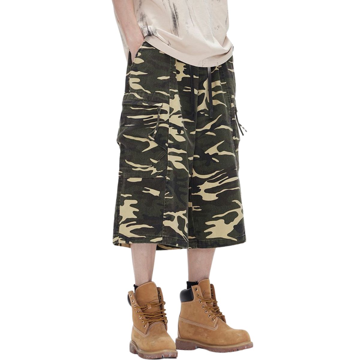 Pantalones cargo de camuflaje con pierna ancha y corte tobillero