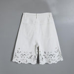 Pearl-Embellished Asymmetric Cut-Out Shorts
