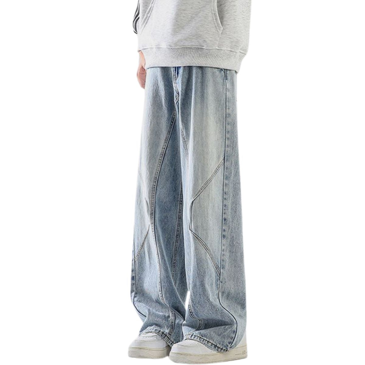 Relaxed Fit Patchwork Washed Denim Jeans