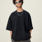 Patchwork Asymmetrical Hem T Shirt 7.8oz