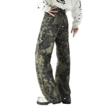 Snake Print Relaxed Fit Denim Trousers