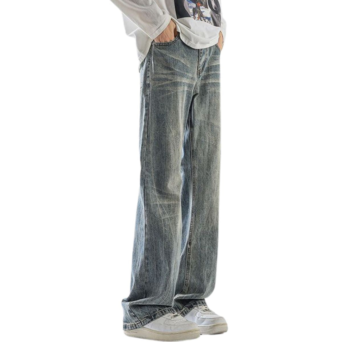 Classic Straight Leg Whisker Denim Pants