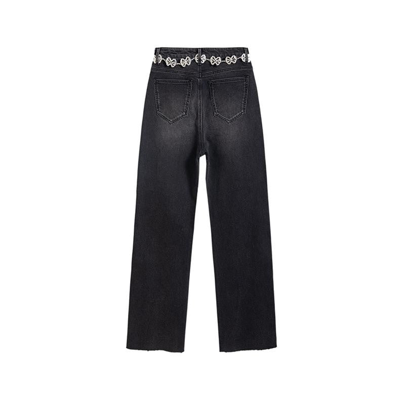 Risen Jeans Pearl-Beaded & Rhinestones-Transferred Embroidered Jeans