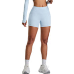 Solid Color Booty-Lifting Yoga Shorts