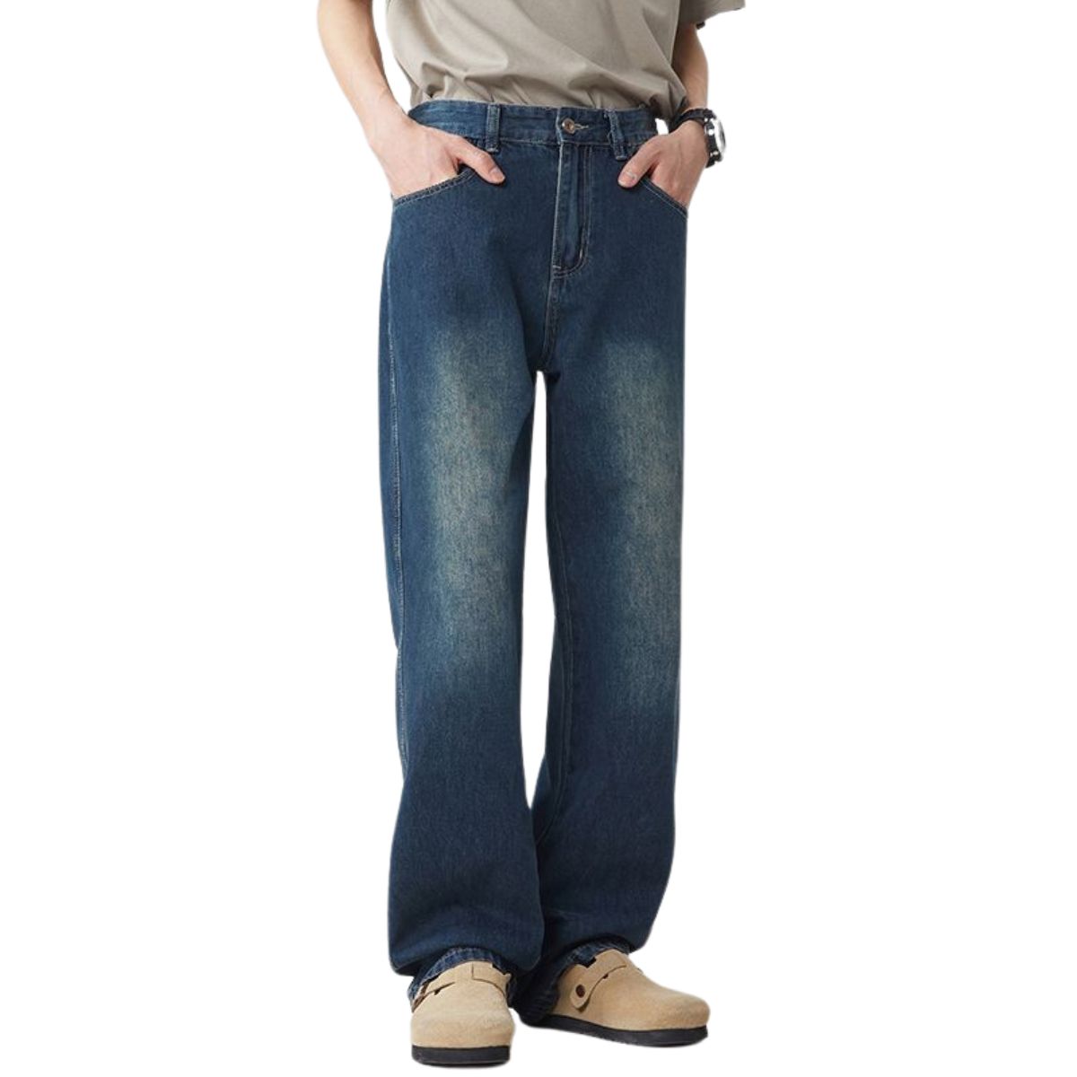 Elasticated Waist Classic Straight Leg Jeans