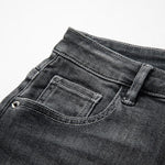 Asymmetric Heavy Embroidered Denim Shorts