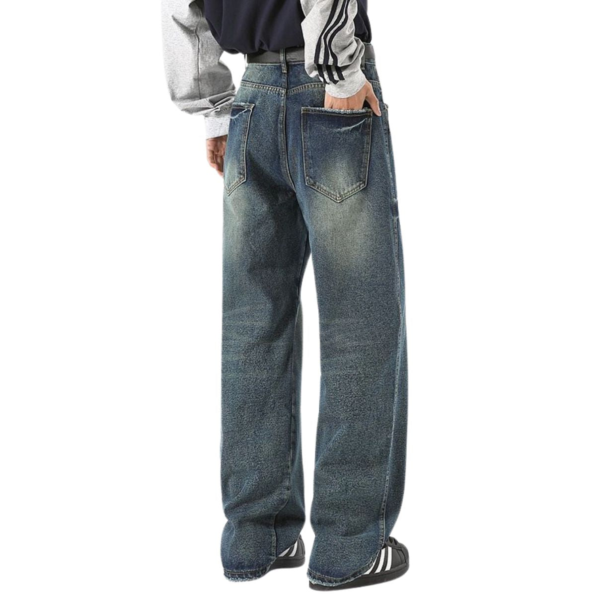 Tie-Dye Wash Distressed Baggy Jeans