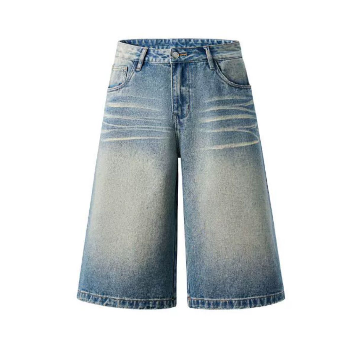 Vaqueros desgastados de pierna ancha y corte cropped