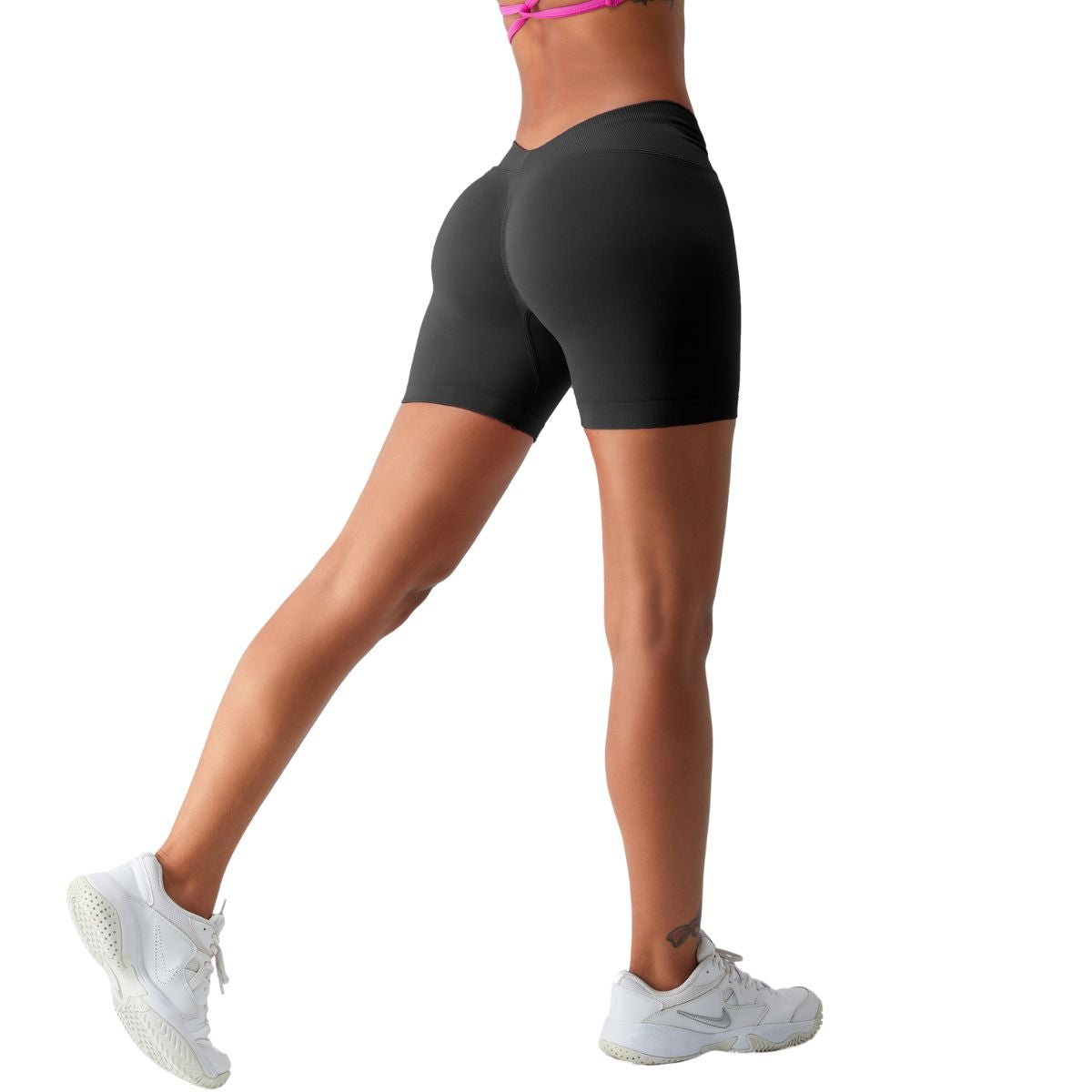 Solid Color V Waist Yoga Shorts