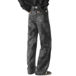 Snake Print Relaxed Fit Denim Trousers