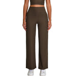 High-Waisted Solid Color Wide-Leg Yoga Pants