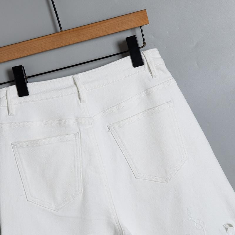 Pearl-Embellished Asymmetric Cut-Out Shorts