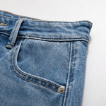 Embroidered Patchwork Cut-Out Denim Skirt