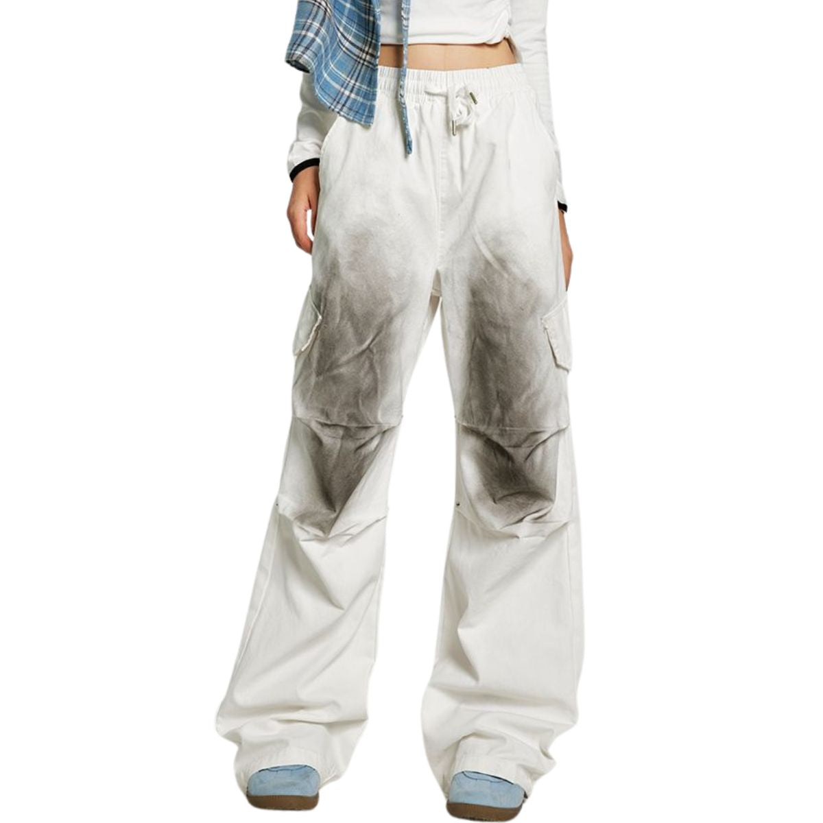 Paint-Splattered Cotton Cargo Pants