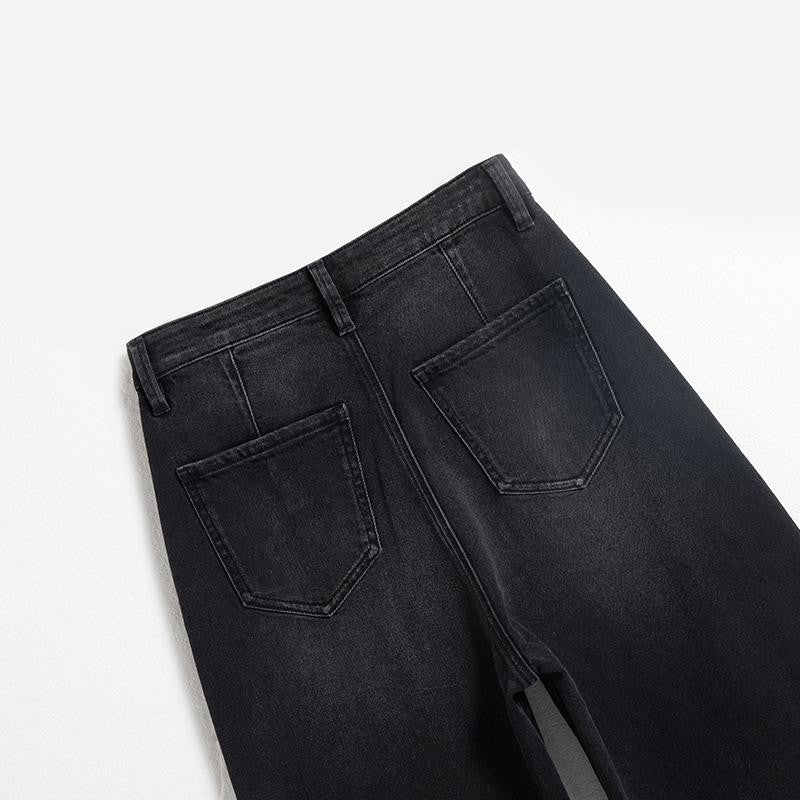 Risen Jeans Rose Embroidered Lace-Cut Jeans with Pearl Beading