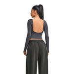 Low-Back Seamless Long-Sleeve Crop Tee