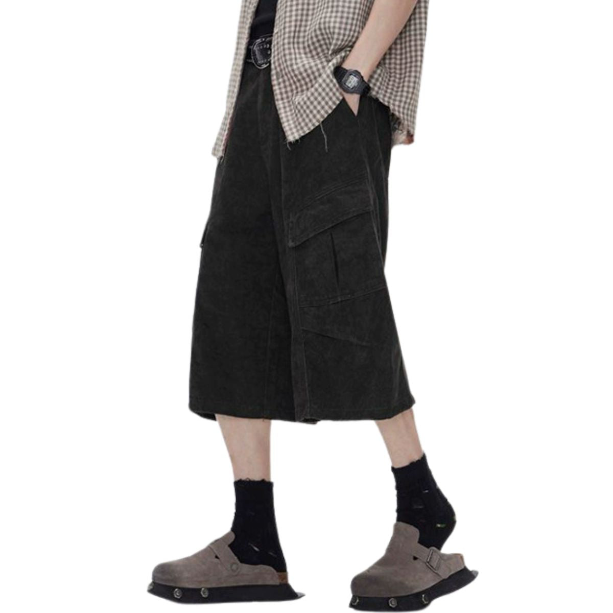 Pantalones cargo de algodón de pierna ancha y corte cropped