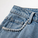 Risen Jeans Floral Embroidered Pearl-Beaded Cut-Out Jeans