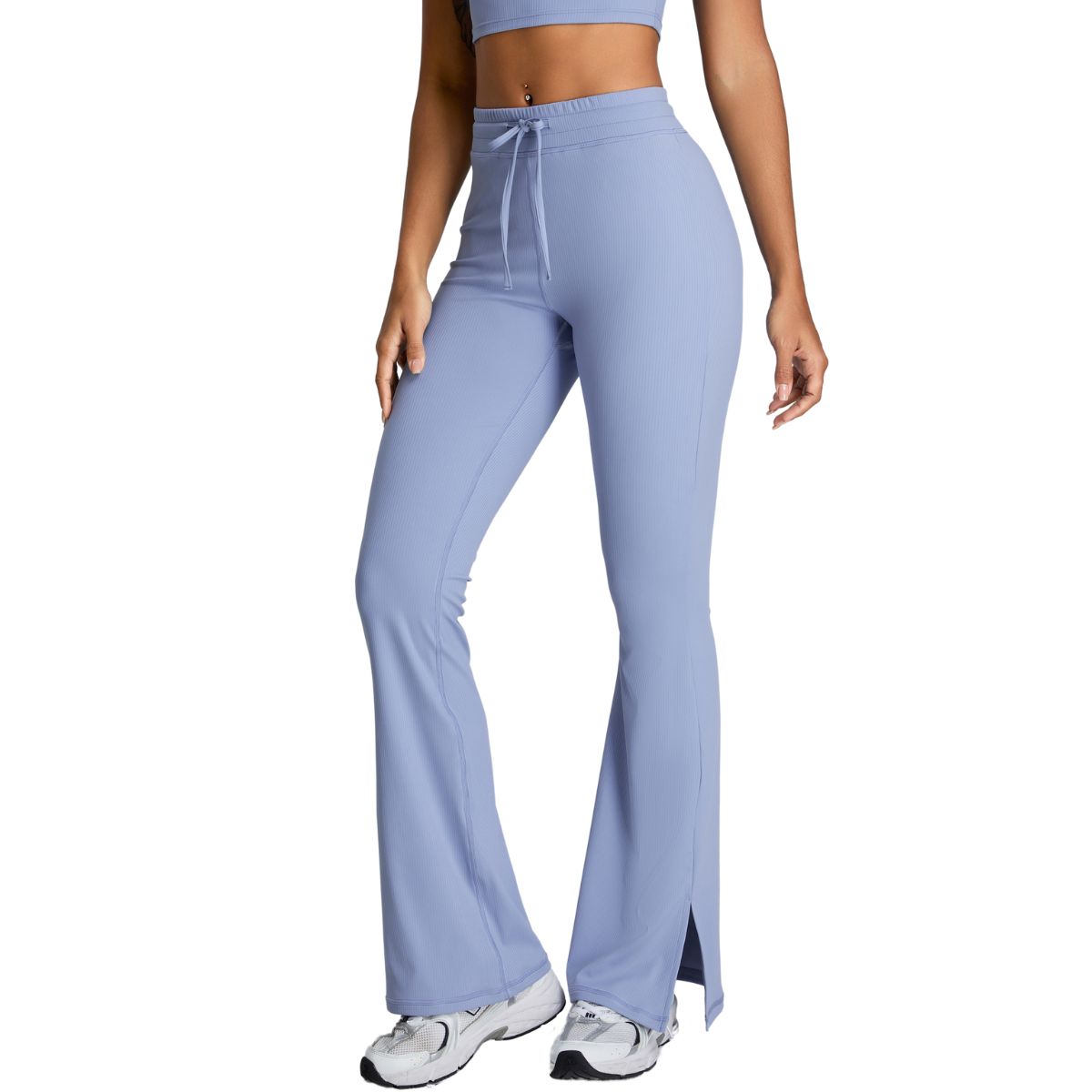Drawstring Split-Hem Flare Leggings