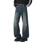 Trendy Buttoned Mock-Slit Wide-Leg Jeans