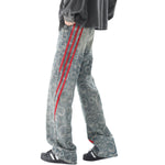 Side Stripe Jacquard-Print Wide-Leg Jeans