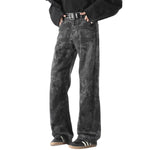 Snake Print Relaxed Fit Denim Trousers