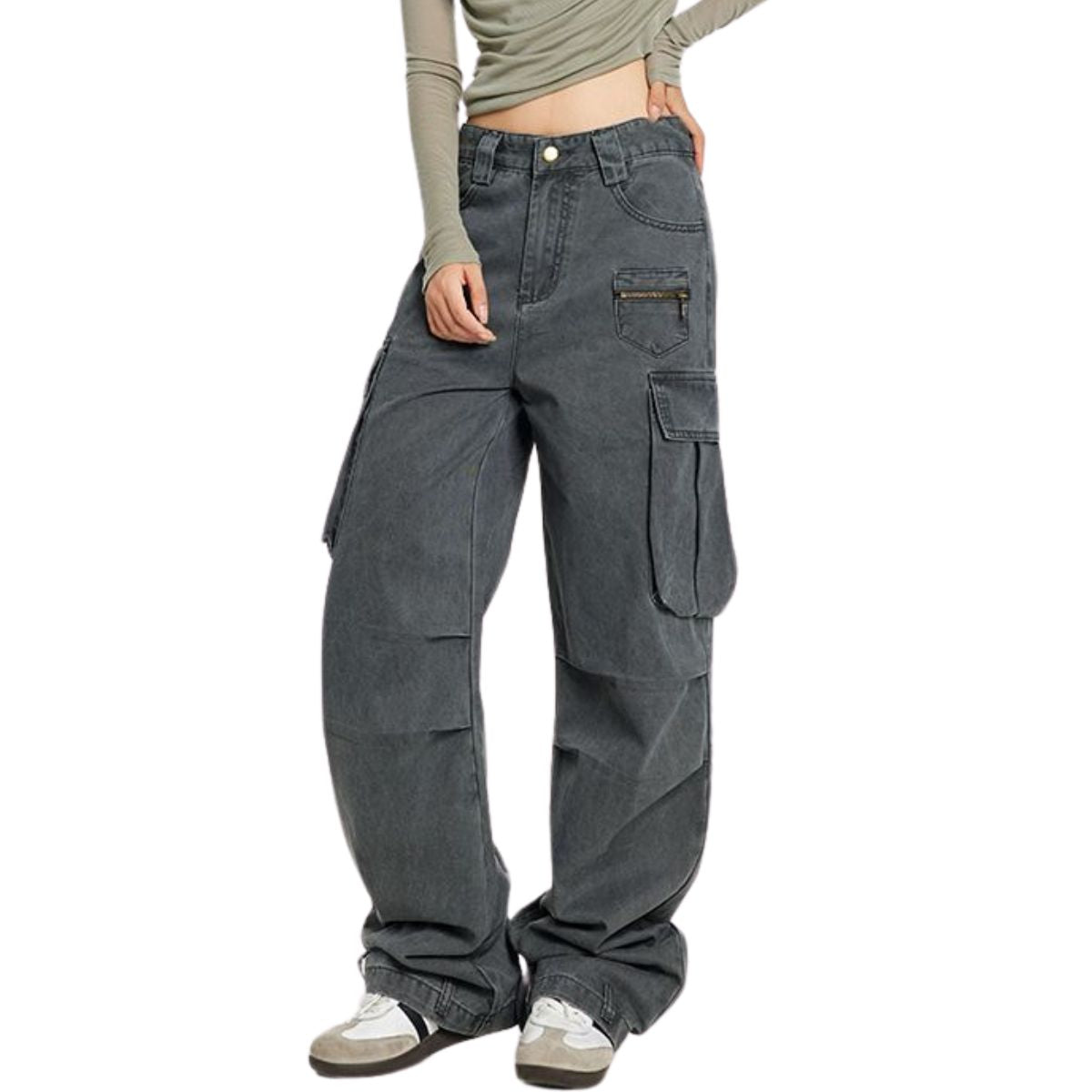 Unisex Wide-Leg Cotton Cargo Pants