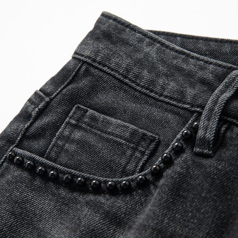 Risen Jeans Pearl-Embellished Floral Embroidered Cut-Out Jeans