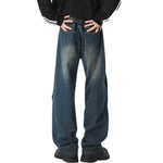 Trendy Buttoned Mock-Slit Wide-Leg Jeans