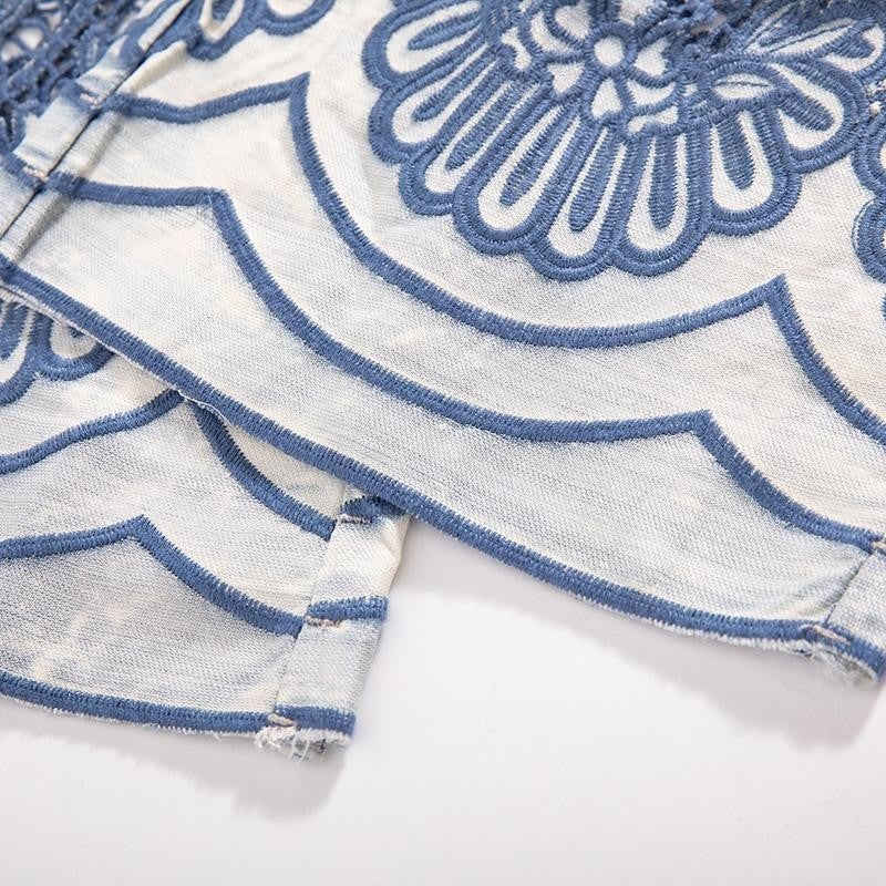 Risen Jeans Butterfly Floral Embroidered Cut-Outs Ombré Jeans