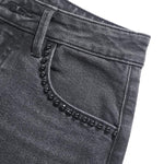 Risen Jeans Pearl-Embellished Embroidery Cut-Out Whisker Jeans