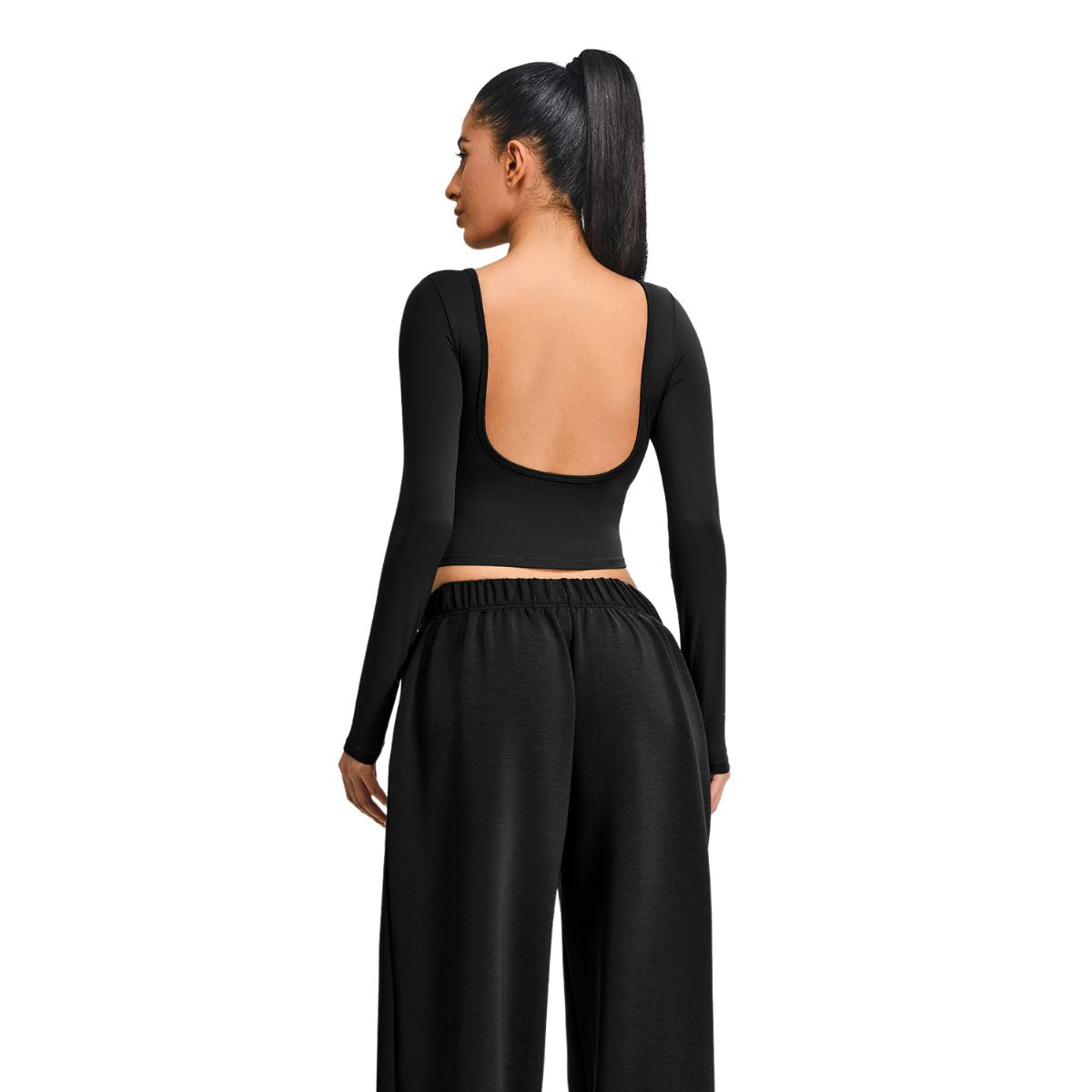 Low-Back Seamless Long-Sleeve Crop Tee