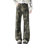 Snake Print Relaxed Fit Denim Trousers