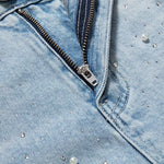 Risen Jeans Embroidered Cut-Out Pearl Rhinestone Ankle Jeans