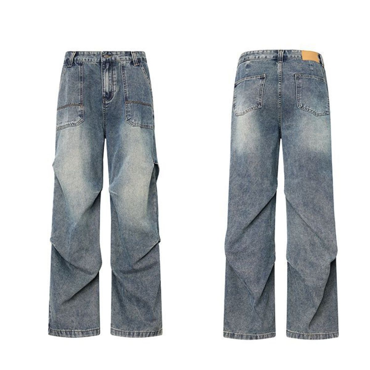 Vaqueros oversize con pliegues laterales