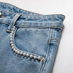 Risen Jeans Floral Embroidered Pearl-Beaded Cut-Out Jeans